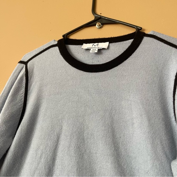 Magaschoni  Blue and Black Sweater cute button detail on sleeves size medium - Picture 3 of 7